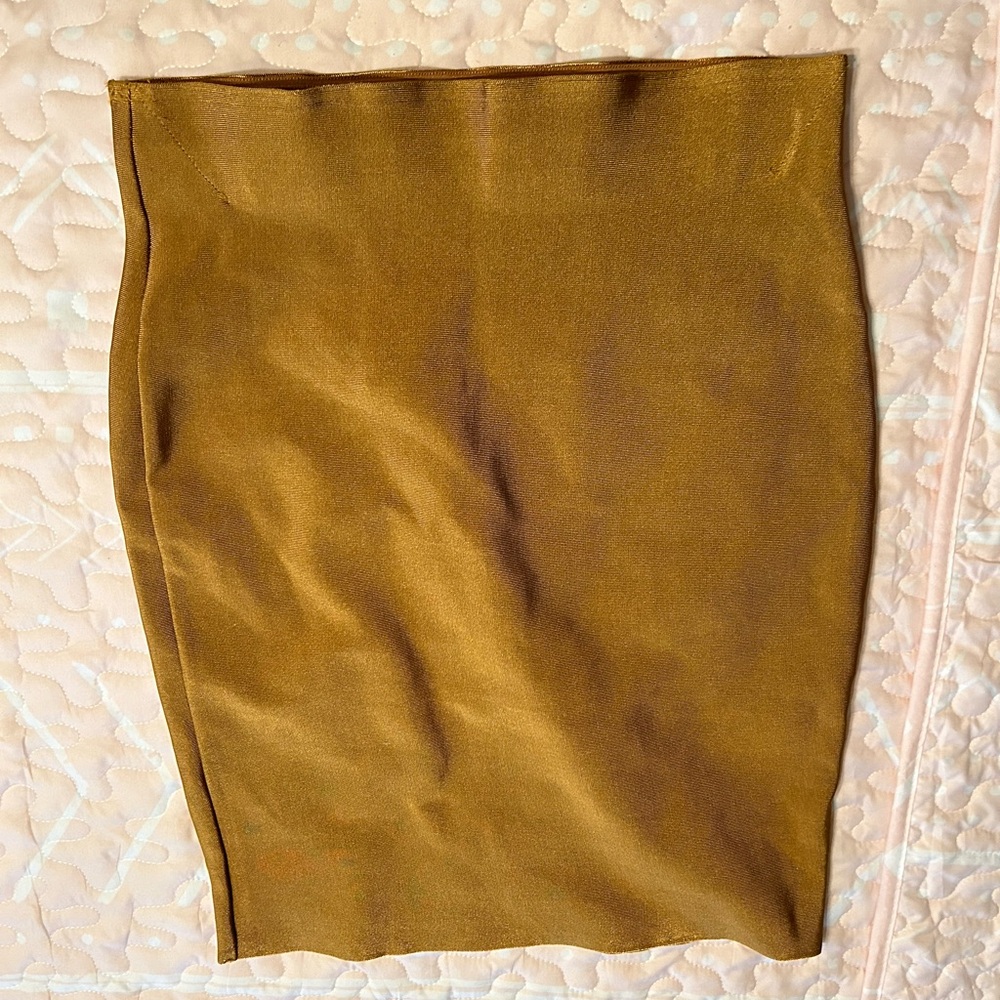 Wow Couture Bandage Pencil Knee Length Skirt Modest Yellow Gold - Picture 3 of 8